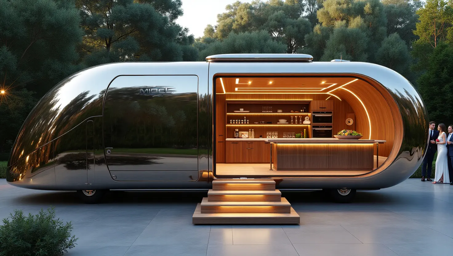 miBEL luxury capsule kitchen at dusk